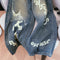 Distressed Graffiti Printed Vintage Jeans