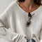 Oversized Draped Neckline Hollowed Sweater