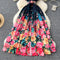 Vintage Colorful Floral Lapel Dress