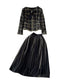 Tweed Blazer&Mesh Skirt Black 2Pcs