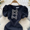 Vintage Bow Hollowed Black Dress