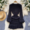 Solid Color Ruffled Knitted Dress