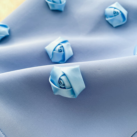 One-shoulder 3D Flower Wathet Dress