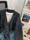 Denim Pocket V-neck Thermal Cardigan