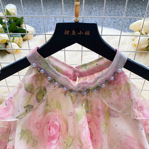 Fairy Beaded Hollowed Floral Dress