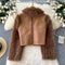 Furry Collar Buckled Short Jacket