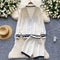 V-neck Cardigan&Shorts Knitted 2Pcs