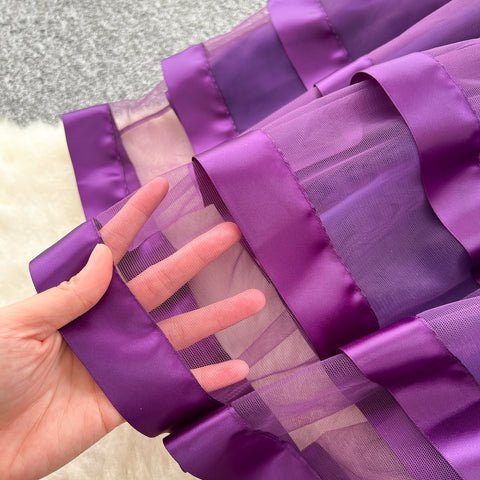 Beaded Mesh Pendulum Purple Dress