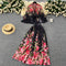 Floral Top&Skirt Flared Chiffon 2Pcs