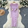 Niche Lapeled Waist-slimming Knitted Dress