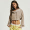 Draped Collar Short Hooded Sweatshirt