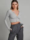 Slim-fit Ribbed Pattern Short Cardigan