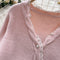 V-neck Sweetie Lace Trim Cardigan