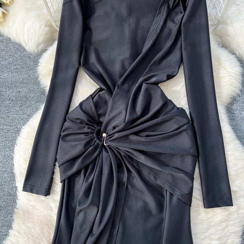 French Style Knotted Buckle Party Dress