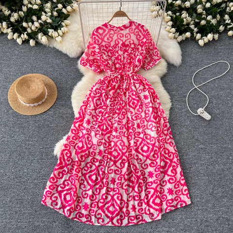 Floral Printed Pleated Chiffon Dress