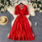 Premium V-neck Hollowed Red Dress