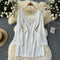 V-neck Hollowed Knitted Outwear Dress