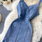 Chic Waist-slimming Denim Slip Dress