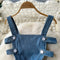 Niche Hollowed Wide-leg Denim Jumpsuits