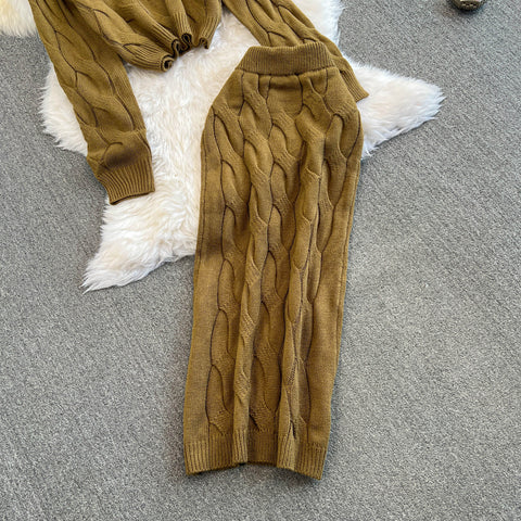 Turtleneck Sweater&Skirt Twisted 2Pcs