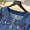 Square Collar Dark Blue Denim Dress