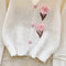 3d Pink Flower Embroidered Cardigan