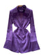 Suit Collar Satin Blazer with Choker