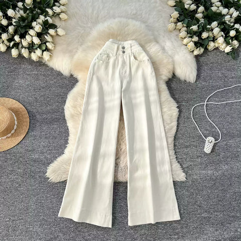 Korean Style High-waist Denim Trousers