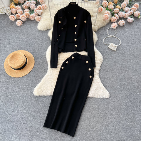 Cardigan&Vest&Hip-wrapping Skirt 3Pcs