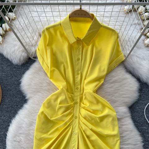 Slim-fit Pleated Shirt Dress
