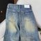 Distressed Graffiti Printed Vintage Jeans