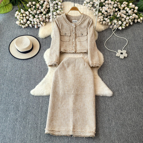 Blazer&Half-body Skirt Tweed 2Pcs