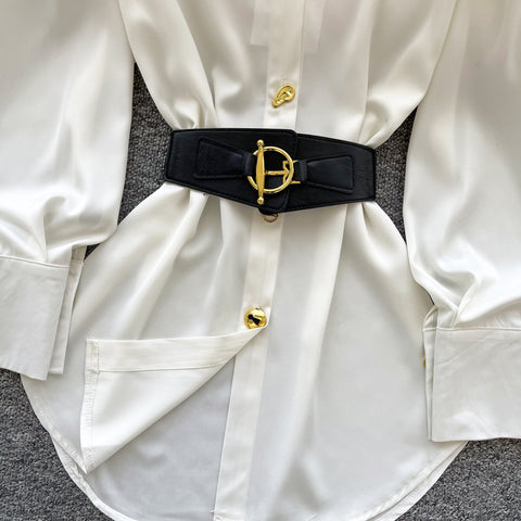 Casual Single-breasted Shirt with Belt