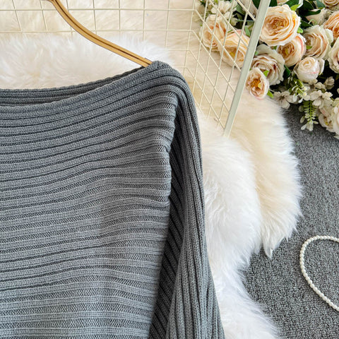 Striped Sweater&Slim Skirt 2Pcs