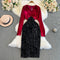 Elegant Sequined Black Velvet Dress