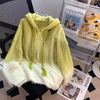 Furry Color Blocking Hooded Sweater