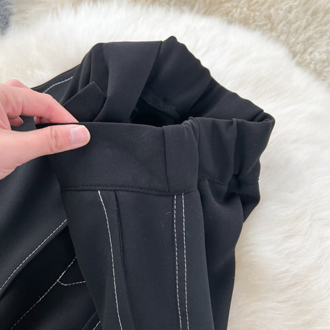 Faux Two-pieces Loose Black Trousers