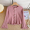 Elegant 3D Rose Flared Sleeve Knitwear