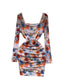 Elegant Floral Printed Hip-wrapping Dress