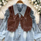 Denim Shirt & Vest Korean Style 2Pcs