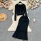 Cardigan&Fishtail Skirt Black Knitted 2Pcs