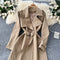 Casual Lapeled Lace-up Trench Coat