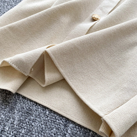 Lapeled Knitwear&Slim Skirt 2Pcs