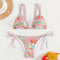 Print Halter Sexy Bikini Tie Split Swimsuit