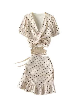 Knotted Top&Skirt Polka Dot 2Pcs