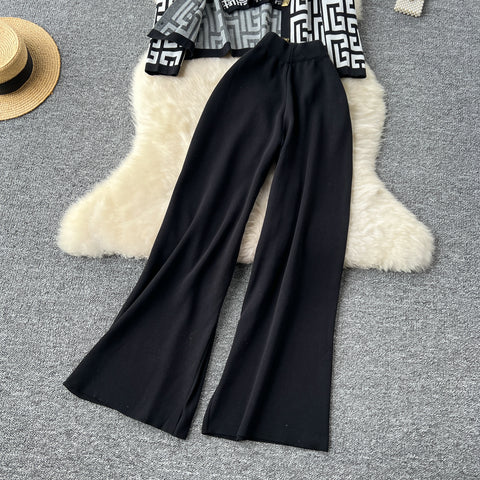 Maze Pattern Cardigan&Camisole&Trousers 3Pcs