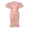 Elegant Furry Hem Hollowed Lace Dress