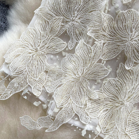 French Style 3d Floral Embroidered Top