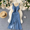 Chic Waist-slimming Denim Slip Dress