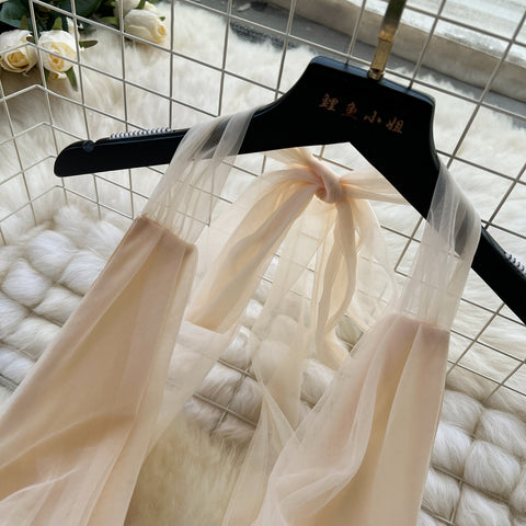 Backless Butterfly Sequined Halter Dress